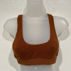 skims brown copper orange cropped tank top bralette bra shirt